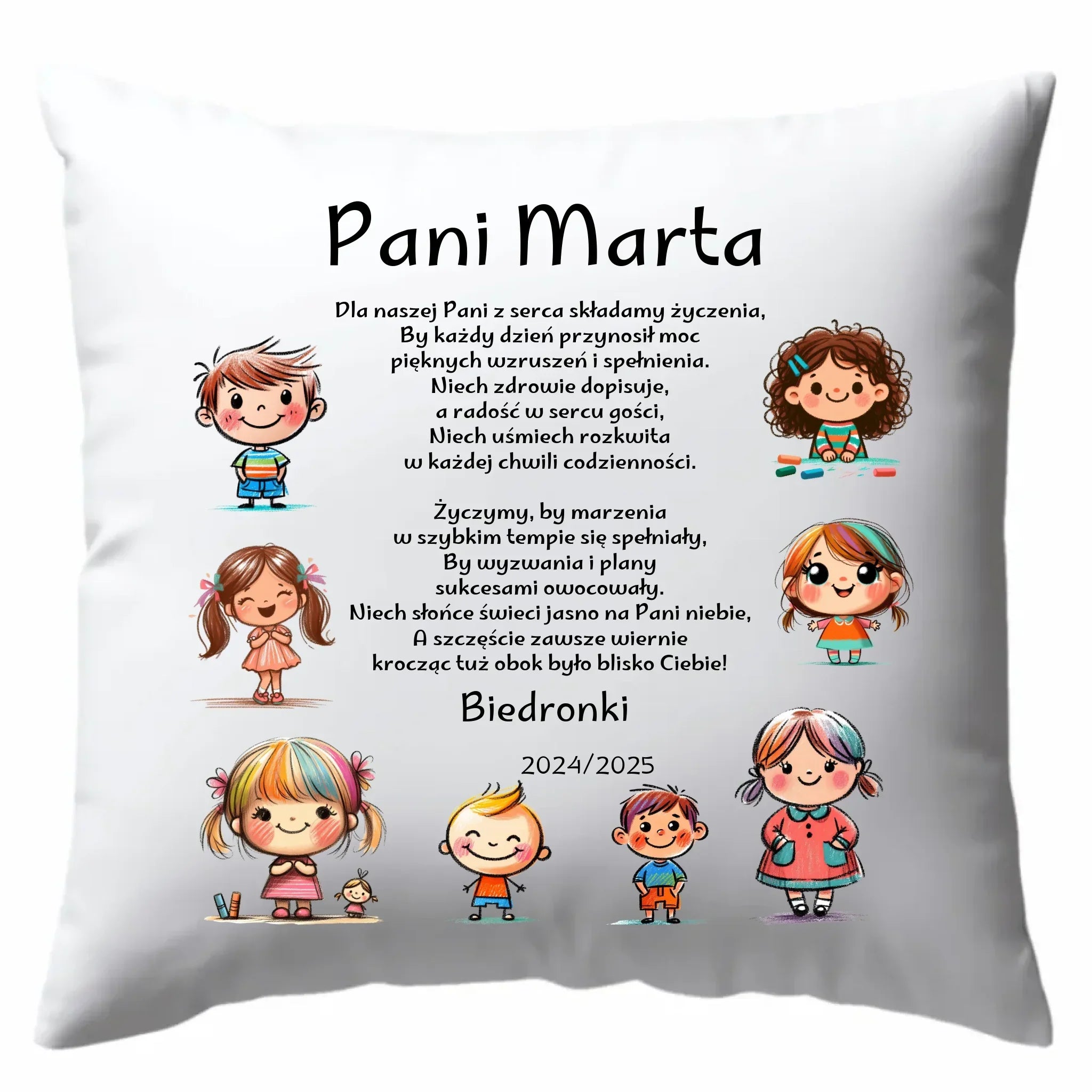 Przedszkolaki | Personalizowana poduszka prezent dla nauczycielki N03 - StoryCups.pl