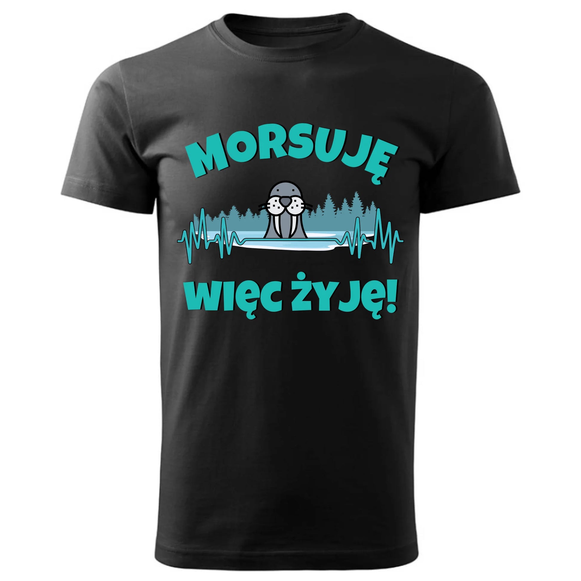 Męska koszulka czarna z nadrukiem - StoryCups.pl