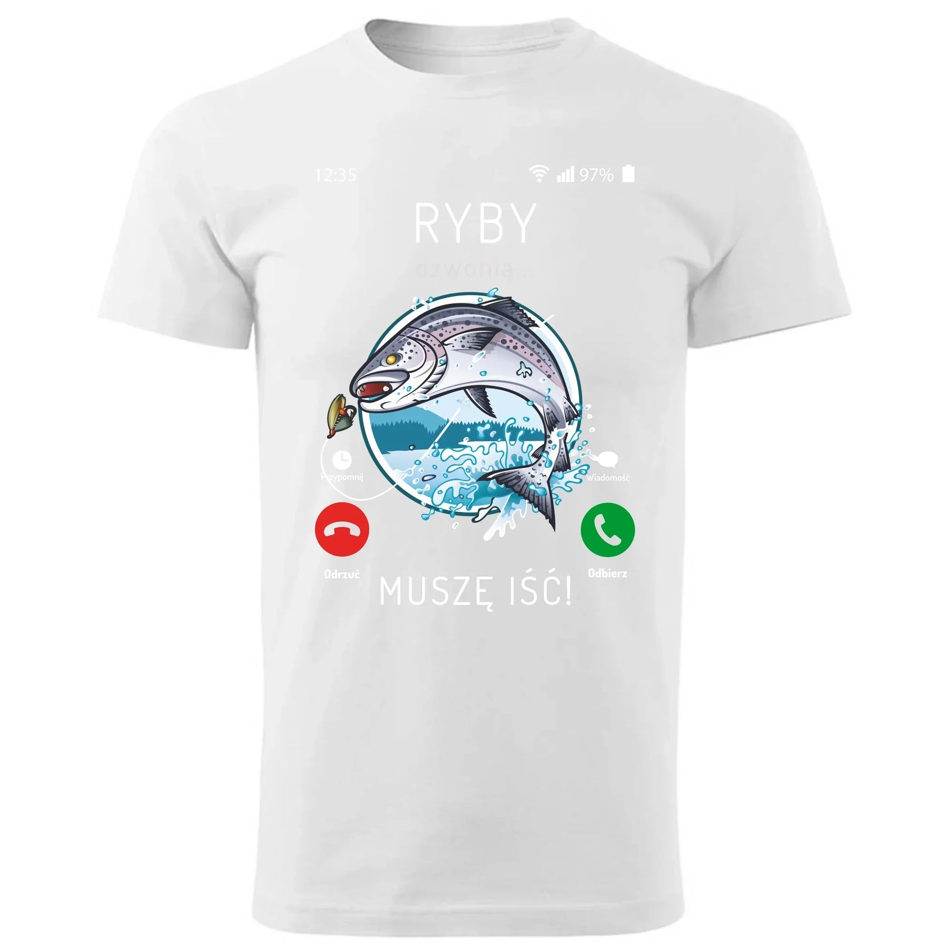 Ryby dzwonią muszę iść | Koszulka męska wędkarza D37 - StoryCups.pl