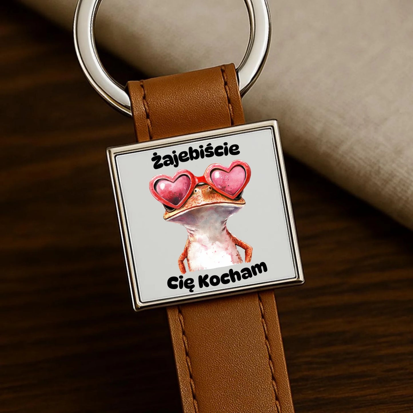 Brelok skórzany z nadrukiem