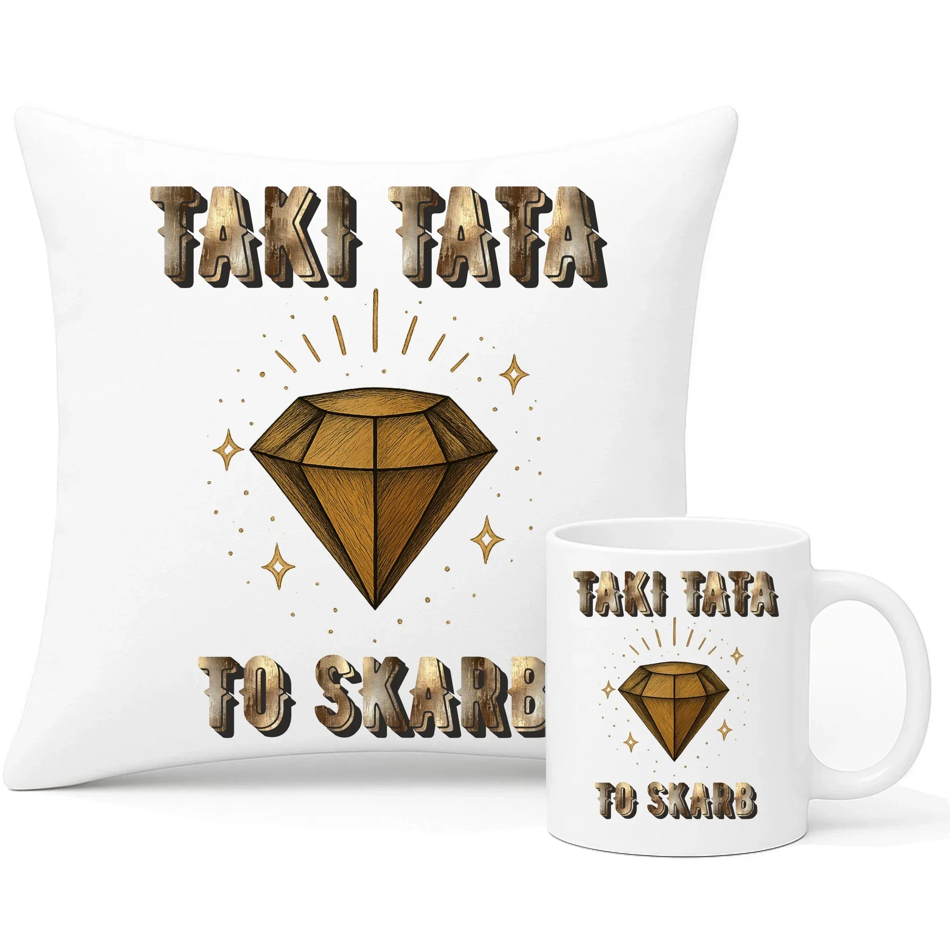 Taki tata to skarb | Zestaw poduszka i kubek dla taty DT17 - StoryCups.pl