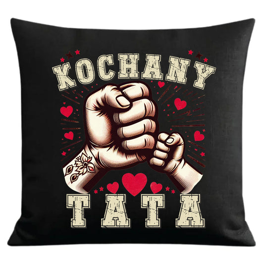 Prezent dla taty czarna poduszka dekoracyjna z nadrukiem