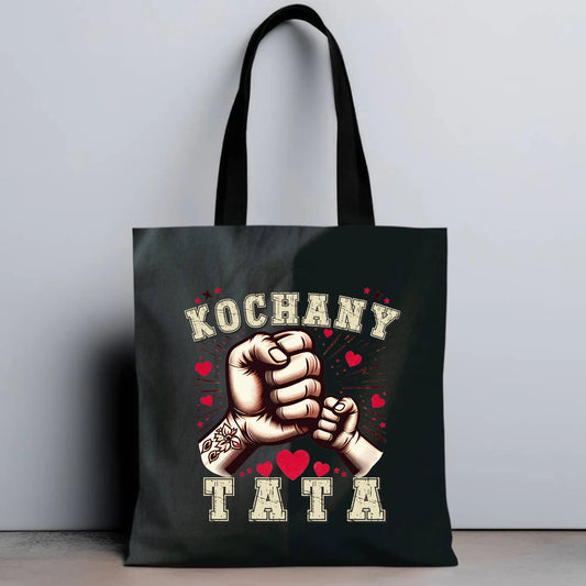 Personalizowana eco torba z nadrukiem dla taty - czarna - prezent dla taty, Dzień Ojca, Święta, Urodziny