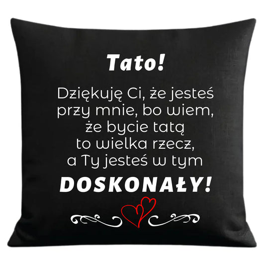 Prezent dla taty czarna poduszka dekoracyjna z nadrukiem