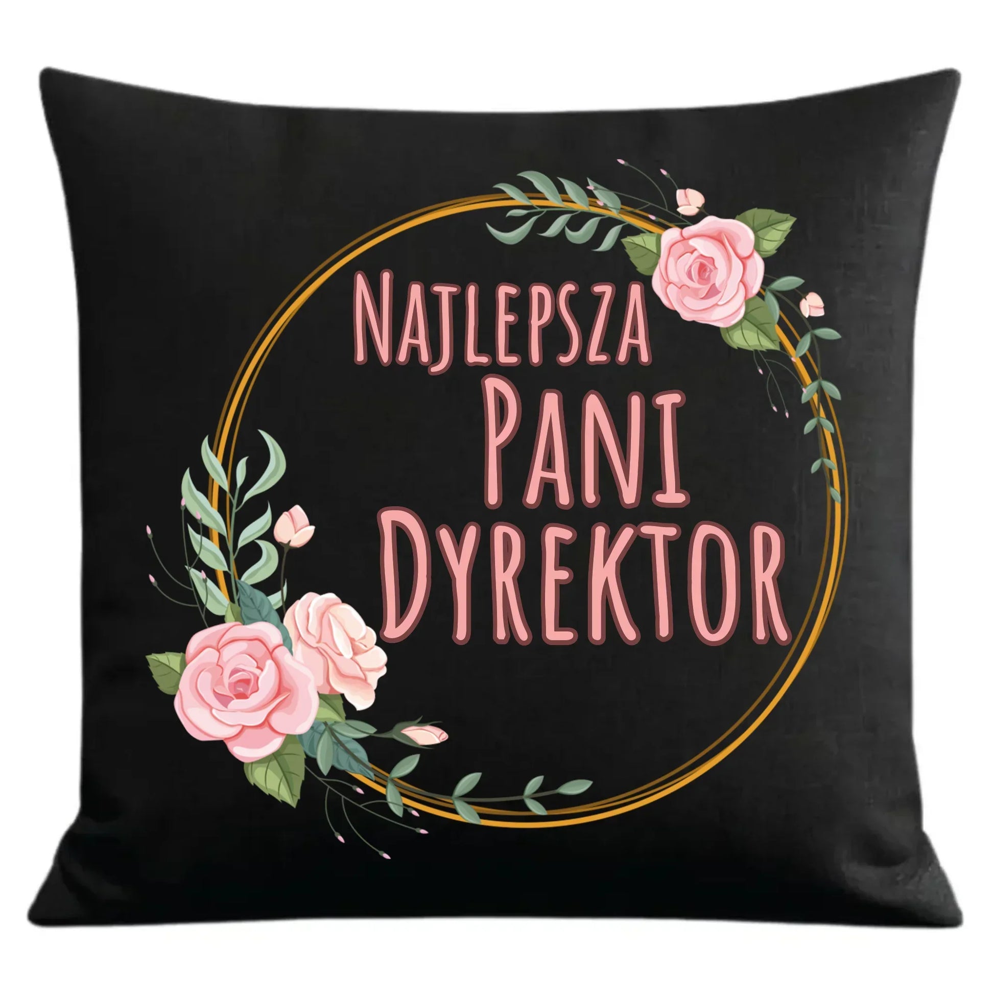 Prezent dla nauczyciela czarna poduszka dekoracyjna NAUCZYCIEL ZAKOŃCZENIE ROKU SZKOLNEGO