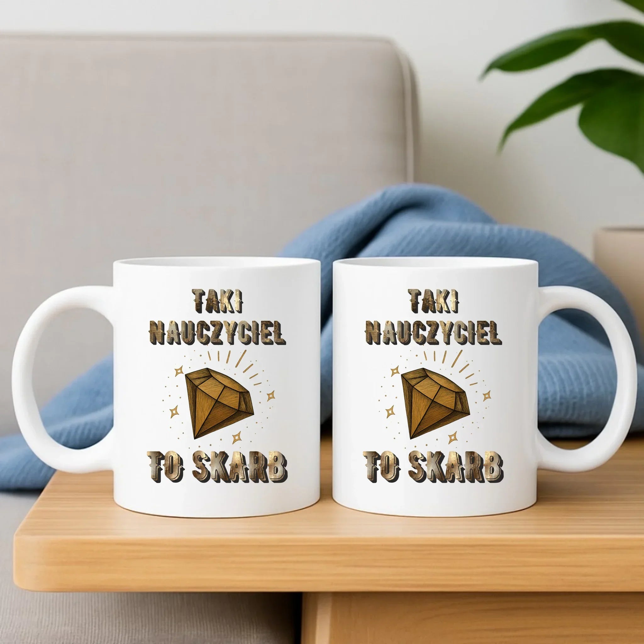 Taki nauczyciel to skarb | Zestaw poduszka i kubek dla nauczyciela N85 - StoryCups.pl