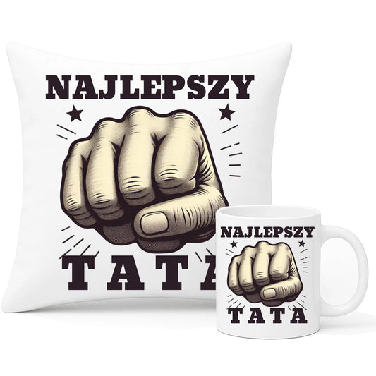 Wyjątkowy prezent dla taty zestaw poduszka i kubek
