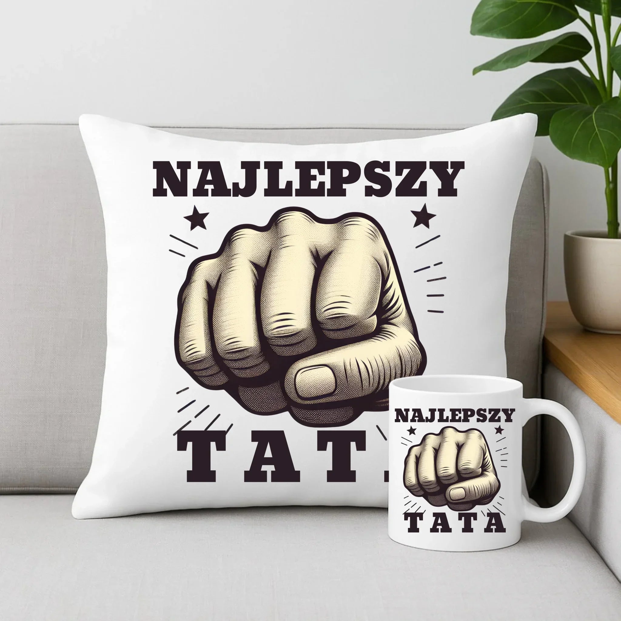Najlepszy tata | Zestaw poduszka i kubek dla taty DT22 - StoryCups.pl