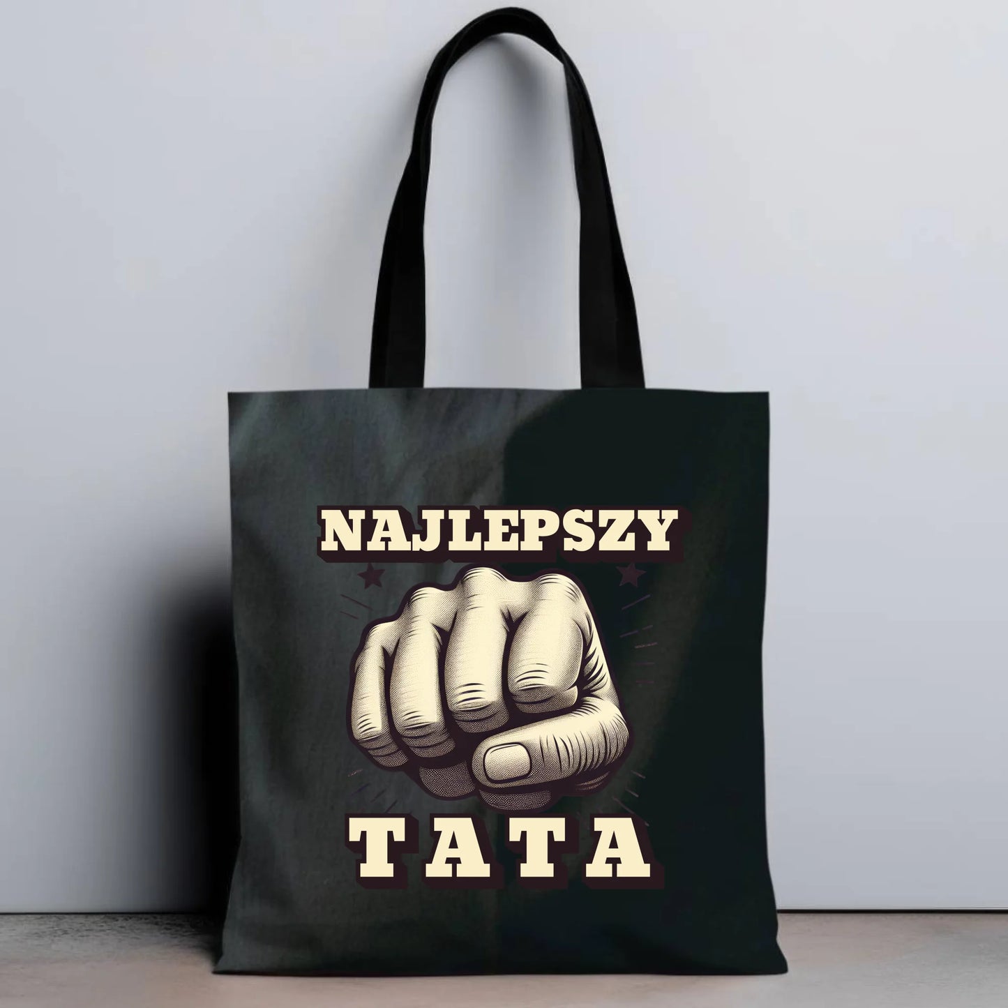 Personalizowana eco torba z nadrukiem dla taty - czarna - prezent dla taty, Dzień Ojca, Święta, Urodziny