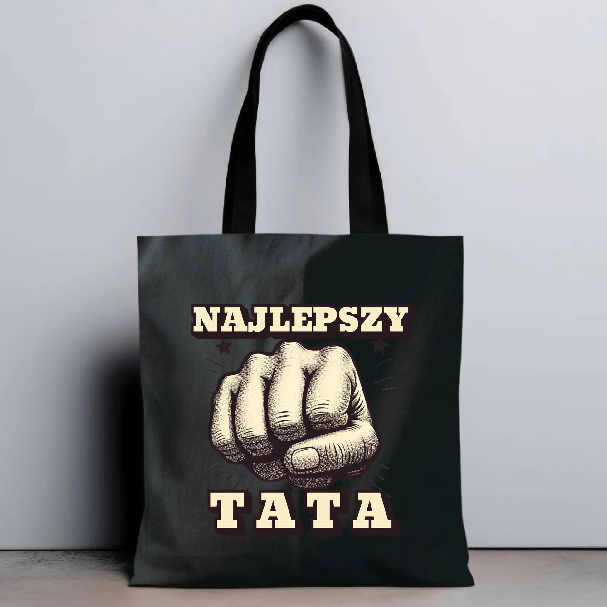 Personalizowana eco torba z nadrukiem dla taty - czarna - prezent dla taty, Dzień Ojca, Święta, Urodziny