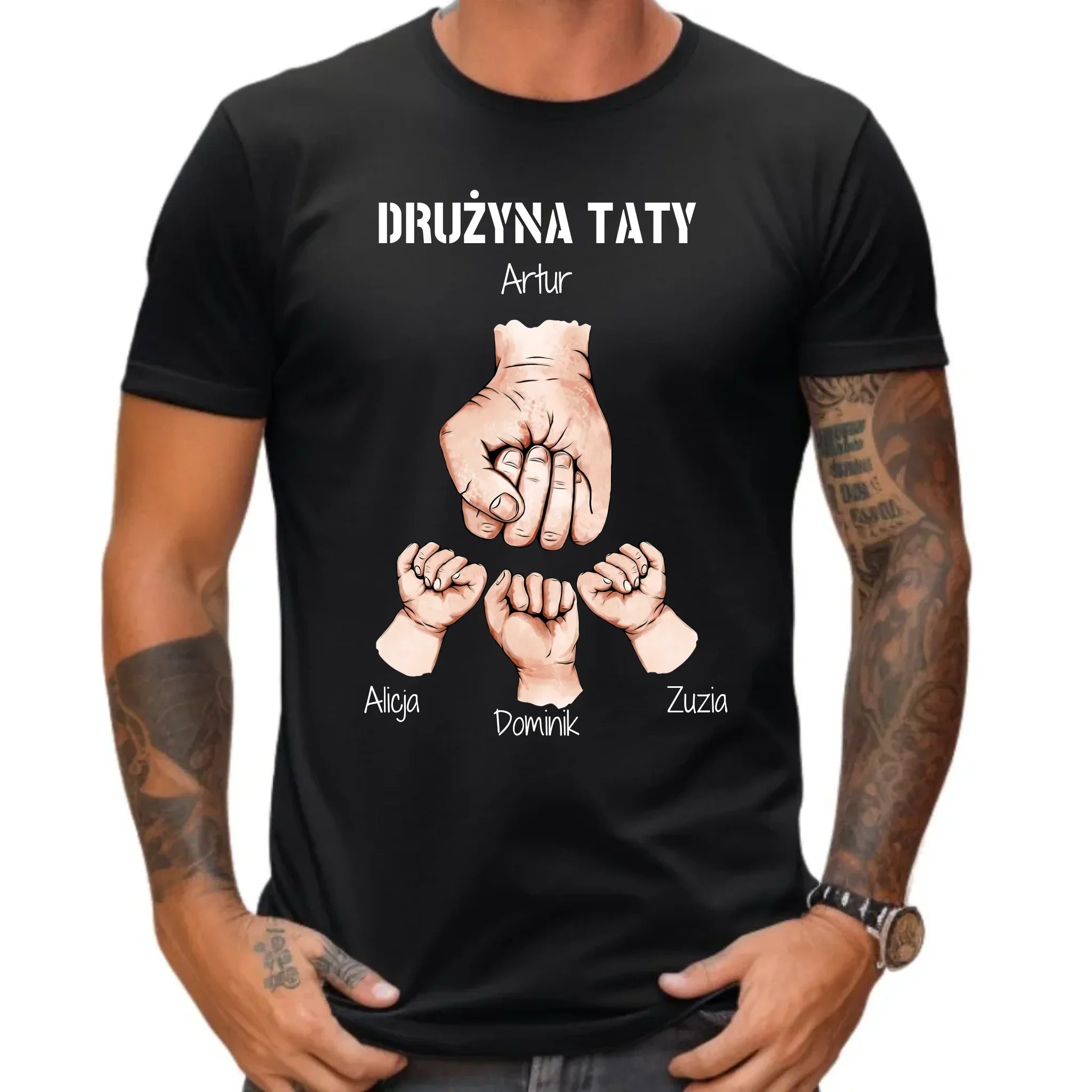 Drużyna Taty | Personalizowana koszulka dla taty z imionami dzieci DT01 - StoryCups.pl