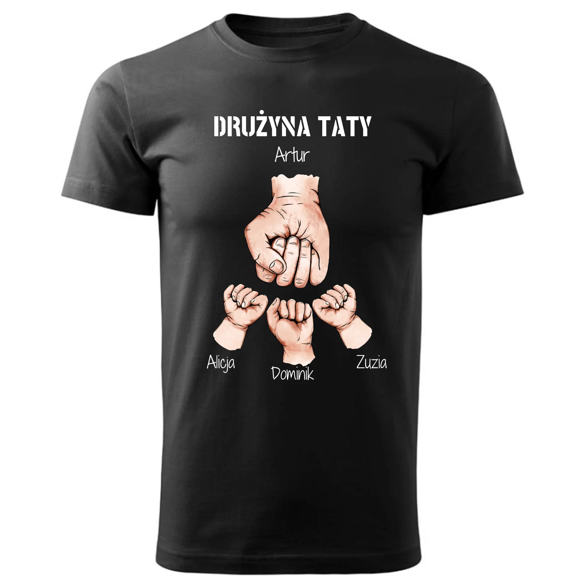 Prezent dla taty czarna koszulka z nadrukiem DZIEŃ OJCA TATA