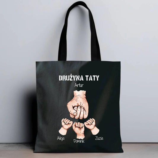 Personalizowana eco torba z nadrukiem dla taty - czarna - prezent dla taty, Dzień Ojca, Święta, Urodziny