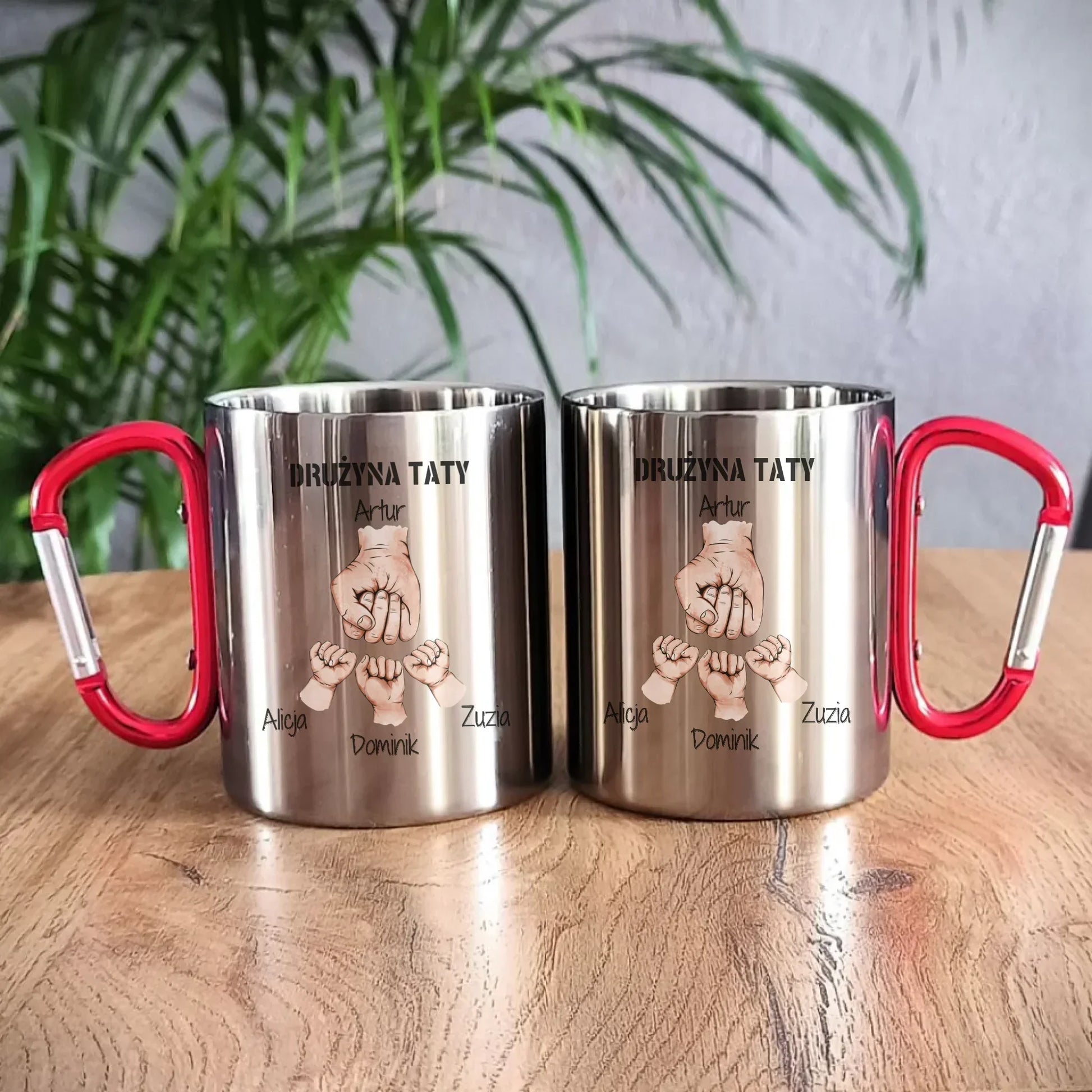Drużyna Taty | Personalizowany metalowy kubek dla taty z imionami dzieci DT01 - StoryCups.pl
