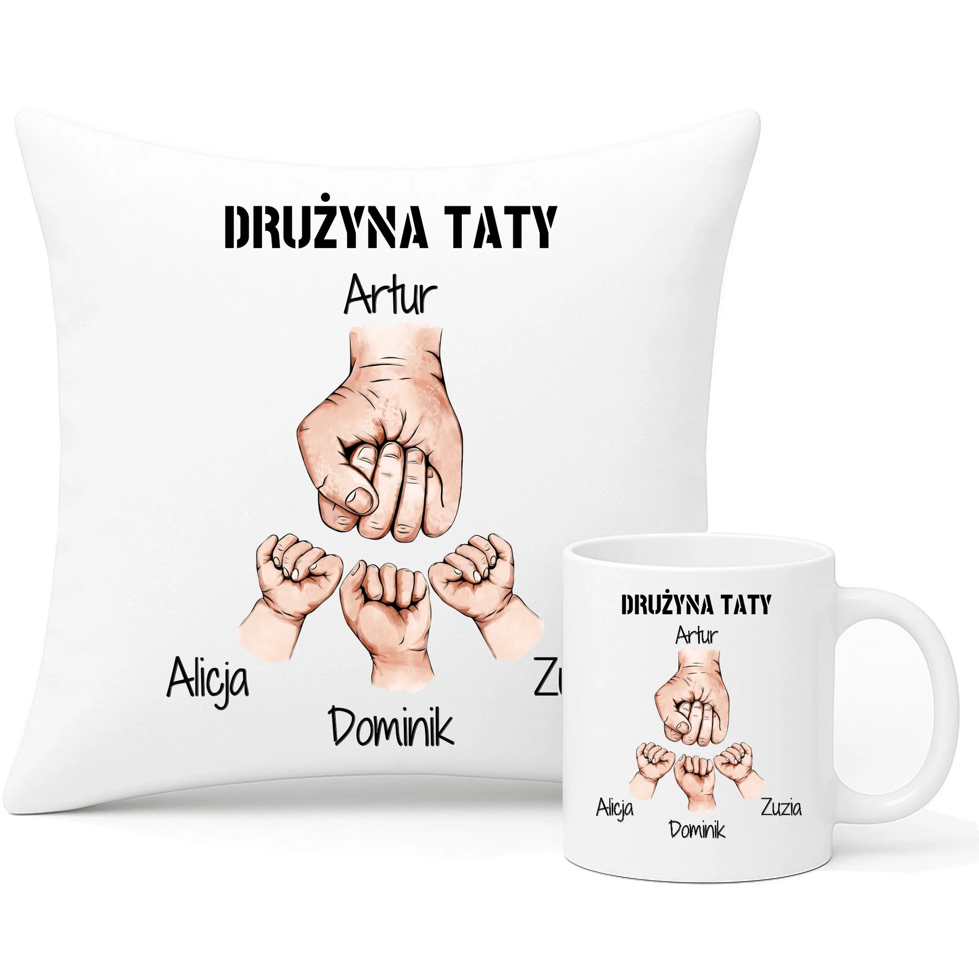 Wyjątkowy prezent dla taty zestaw poduszka i kubek