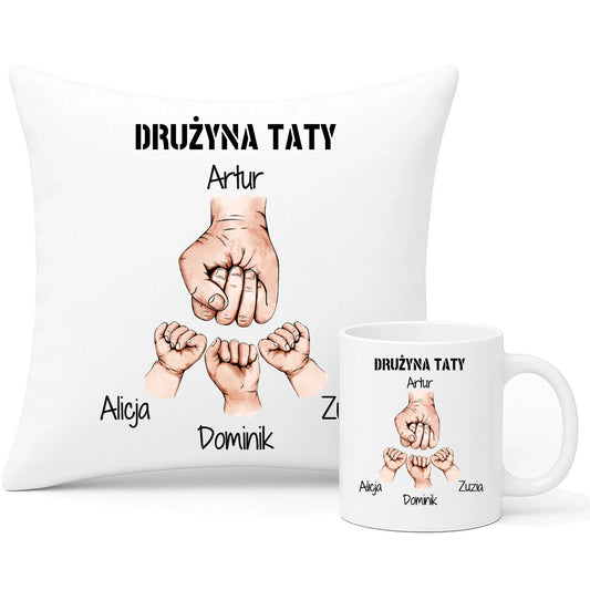 Wyjątkowy prezent dla taty zestaw poduszka i kubek