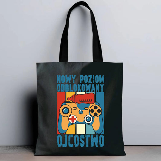 Personalizowana eco torba z nadrukiem dla taty - czarna - prezent dla taty, Dzień Ojca, Święta, Urodziny
