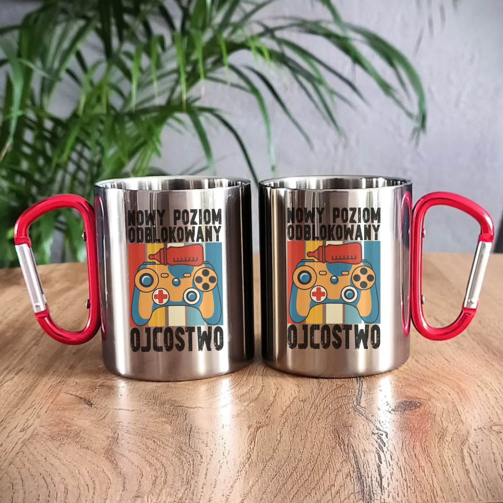 Nowy poziom odblokowany Ojcostwo | Metalowy kubek dla taty DT24 - StoryCups.pl