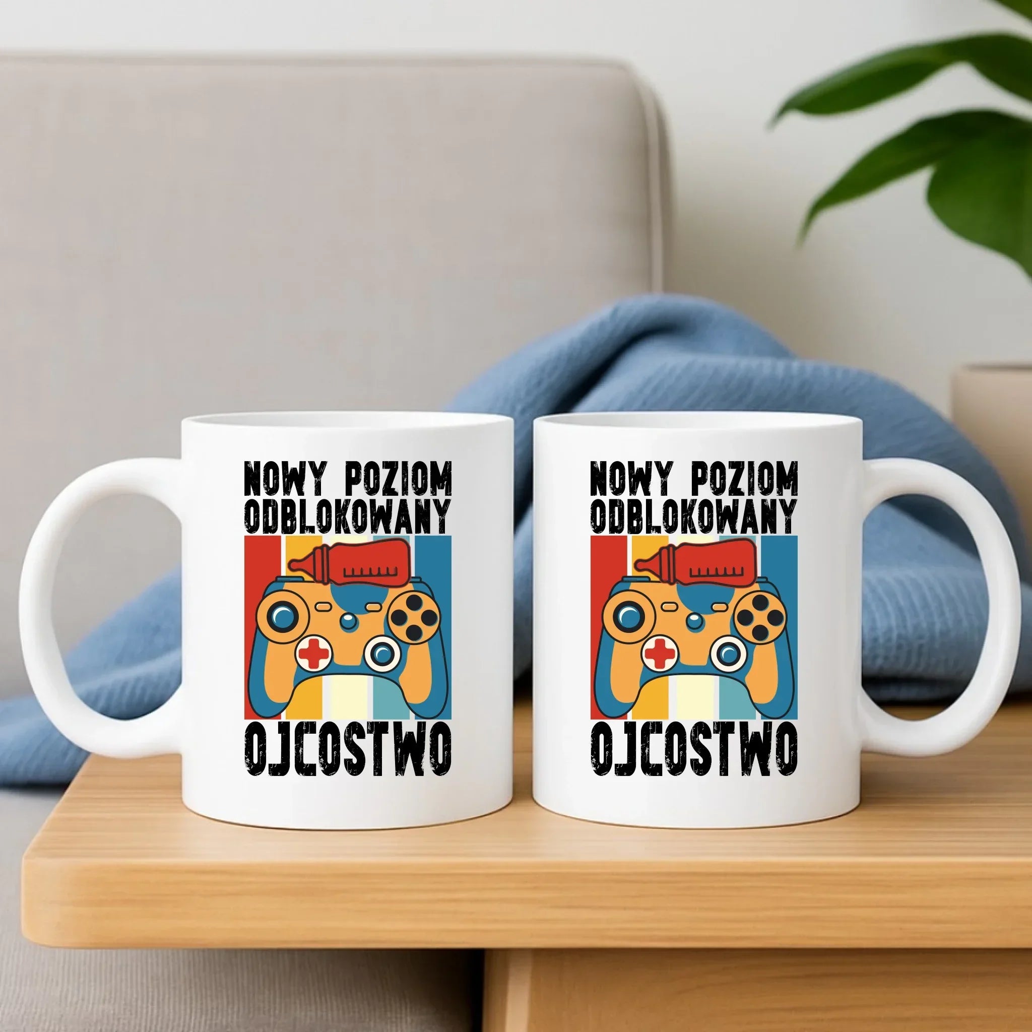 Nowy poziom odblokowany Ojcostwo | Zestaw poduszka i kubek dla taty DT24 - StoryCups.pl