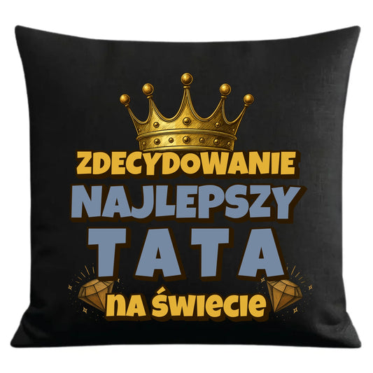 Prezent dla taty czarna poduszka dekoracyjna z nadrukiem