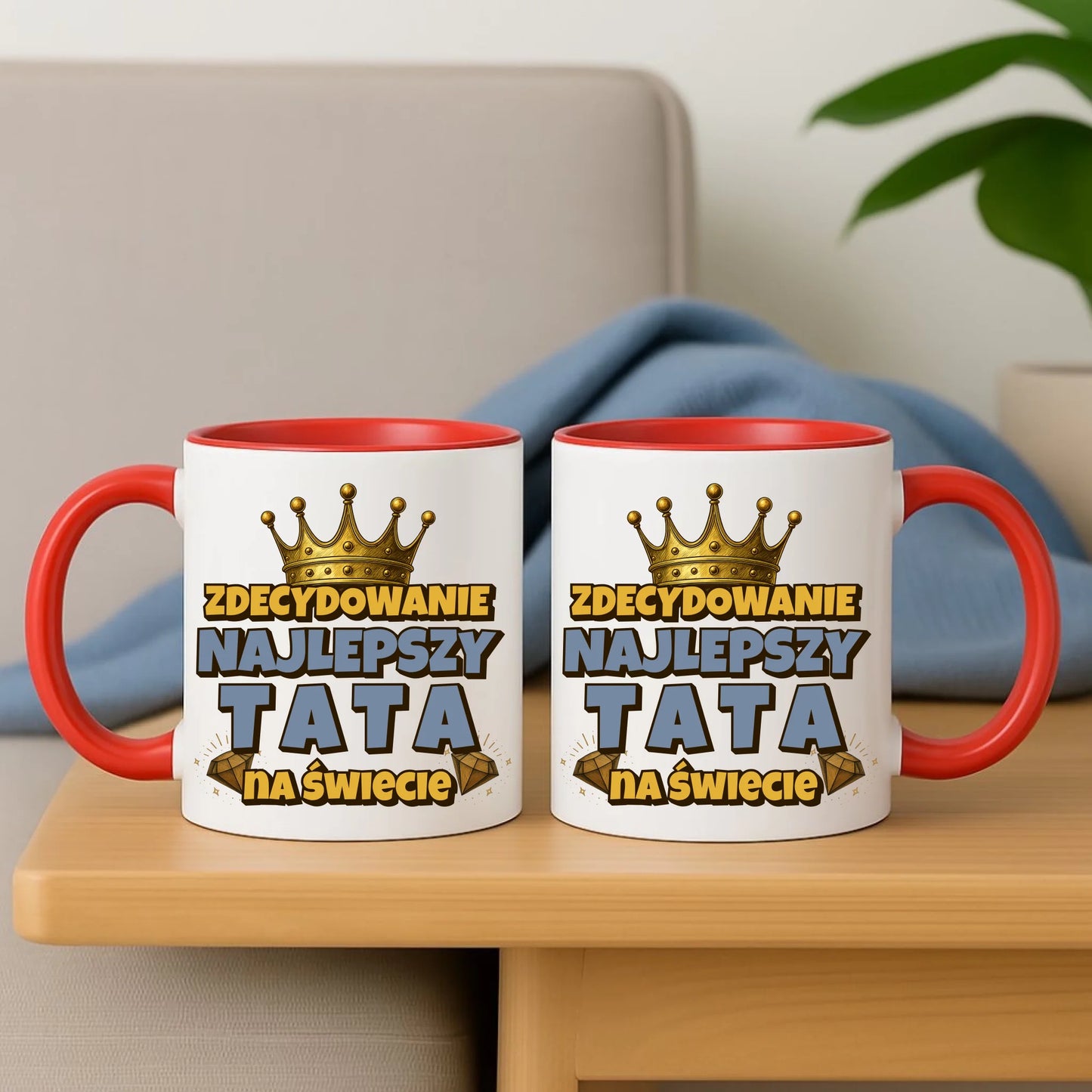 Personalizowany czerwony kubek dla taty na prezent Dzień Ojca Święta Urodziny