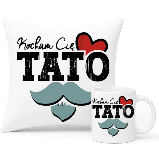 Kocham Cię Tato | Zestaw poduszka i kubek dla taty DT26 - StoryCups.pl