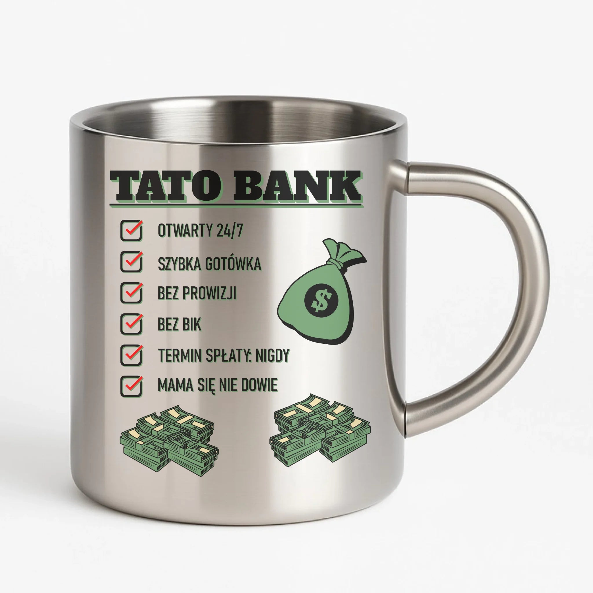 Tato bank | Metalowy kubek dla taty DT41 - StoryCups.pl