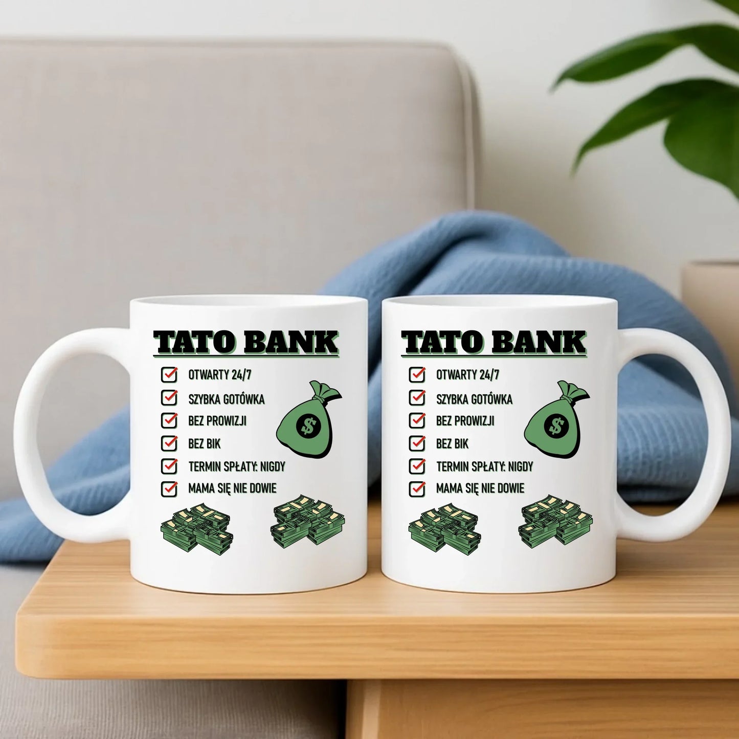 Tato bank | Zestaw poduszka i kubek dla taty DT41 - StoryCups.pl