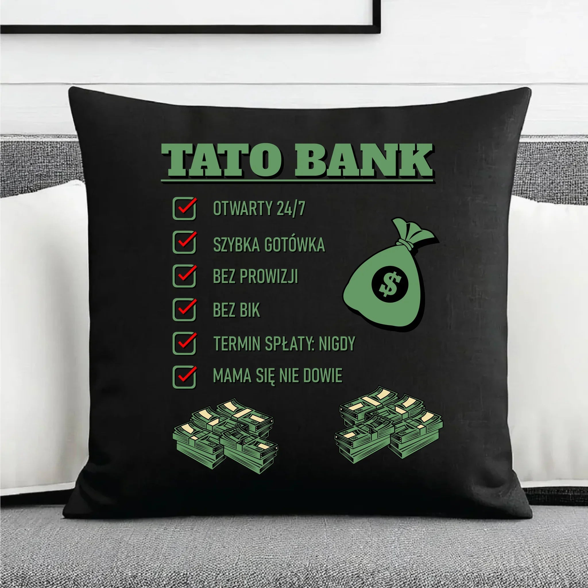 Tato bank | Poduszka dekoracyjna na prezent dla taty DT41 - StoryCups.pl