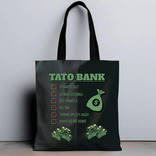 Personalizowana eco torba z nadrukiem dla taty - czarna - prezent dla taty, Dzień Ojca, Święta, Urodziny