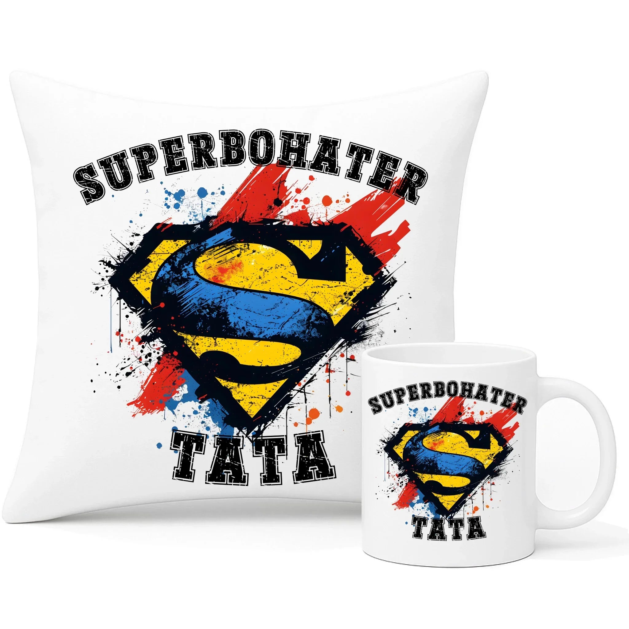 Superheroes my dad | Zestaw poduszka i kubek dla taty DT29 - StoryCups.pl