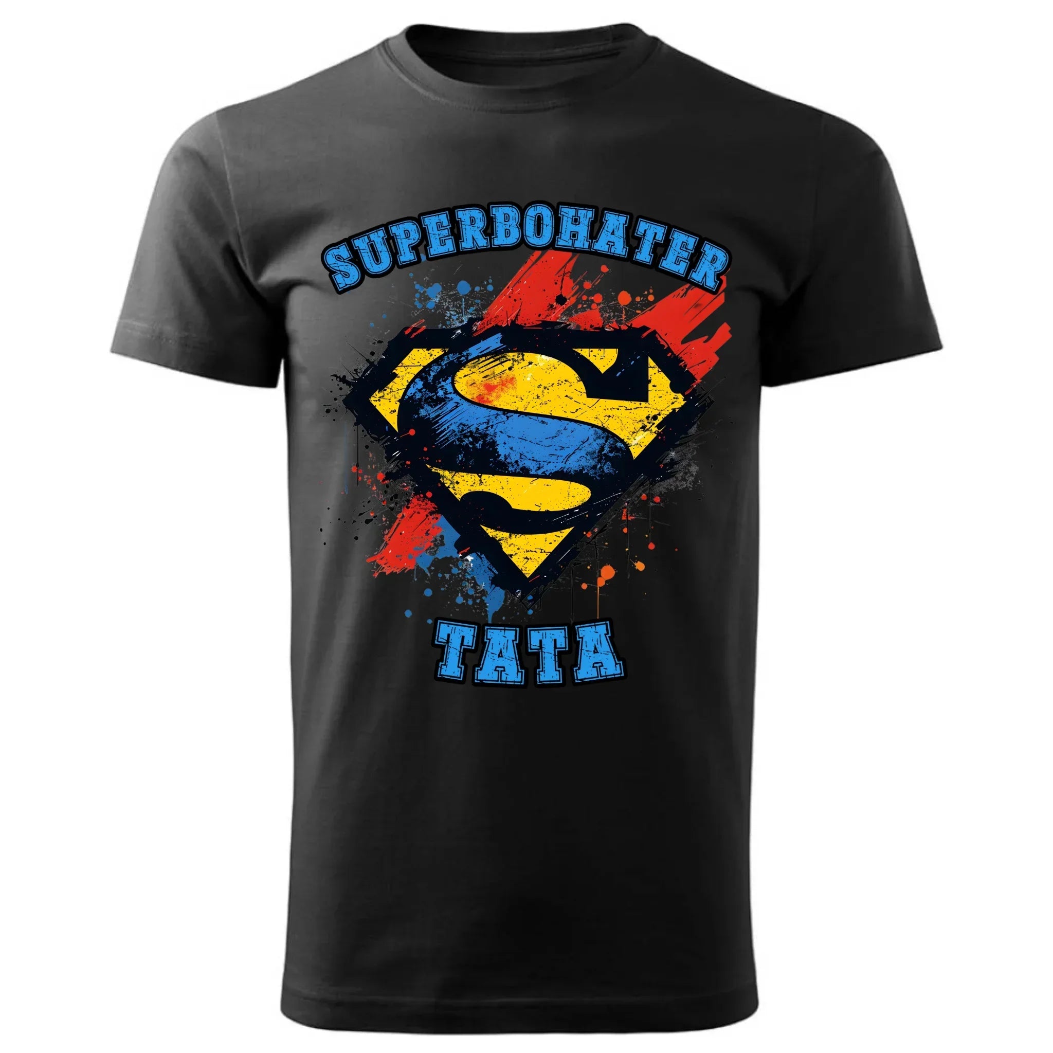 Superbohater tata | Koszulka męska czarna dla taty DT29 - StoryCups.pl