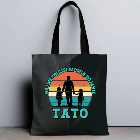 Personalizowana eco torba z nadrukiem dla taty - czarna - prezent dla taty, Dzień Ojca, Święta, Urodziny