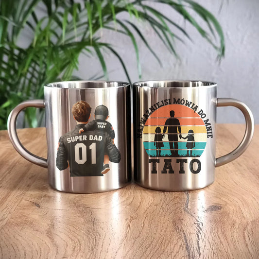 Metalowy kubek dla taty, prezent na Dzień Ojca, prezent dla taty