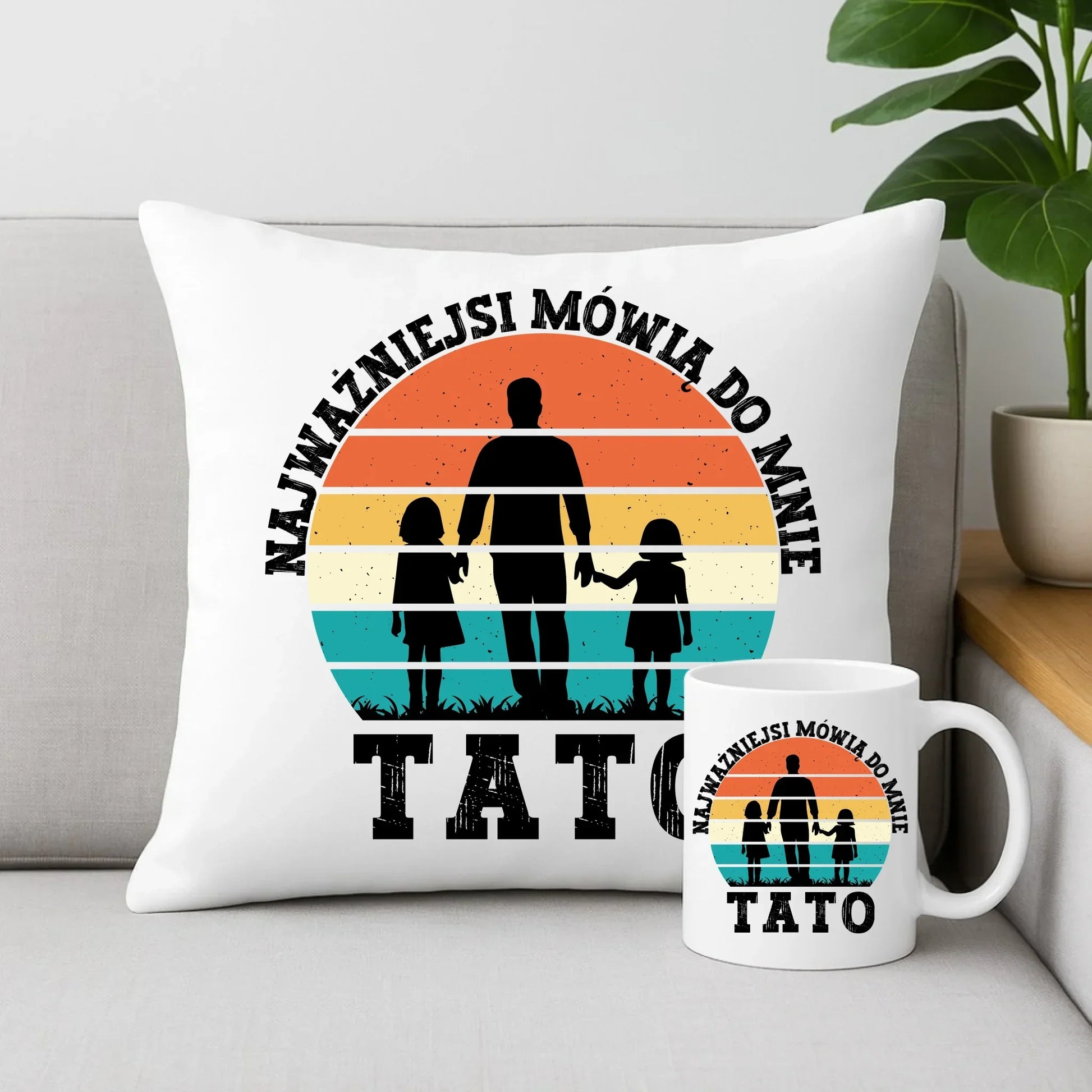 Najważniejsi mówią do mnie tato | Zestaw poduszka i kubek dla taty DT31 - StoryCups.pl