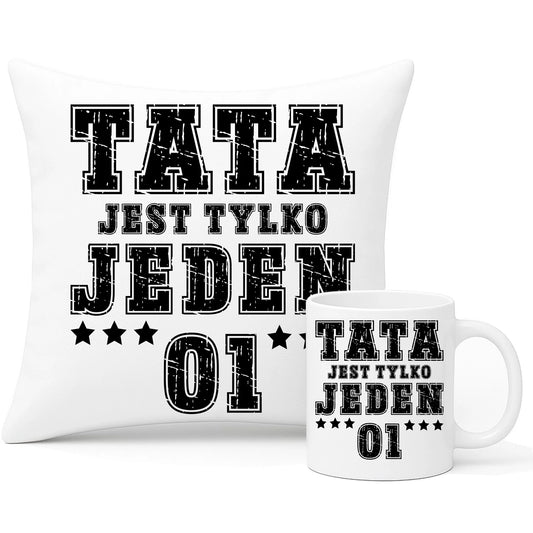 Wyjątkowy prezent dla taty zestaw poduszka i kubek