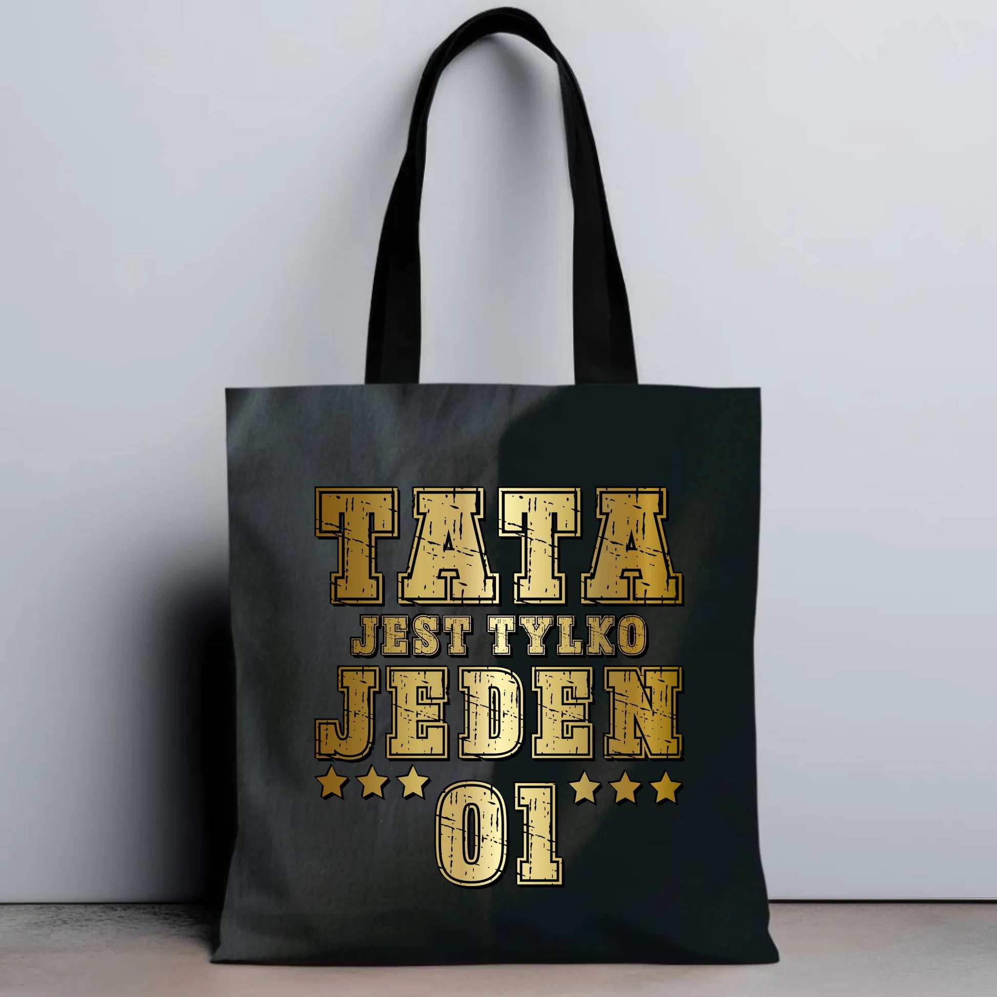 Personalizowana eco torba z nadrukiem dla taty - czarna - prezent dla taty, Dzień Ojca, Święta, Urodziny