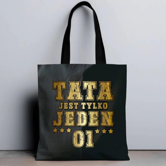 Personalizowana eco torba z nadrukiem dla taty - czarna - prezent dla taty, Dzień Ojca, Święta, Urodziny