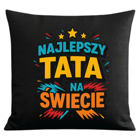 Prezent dla taty czarna poduszka dekoracyjna z nadrukiem