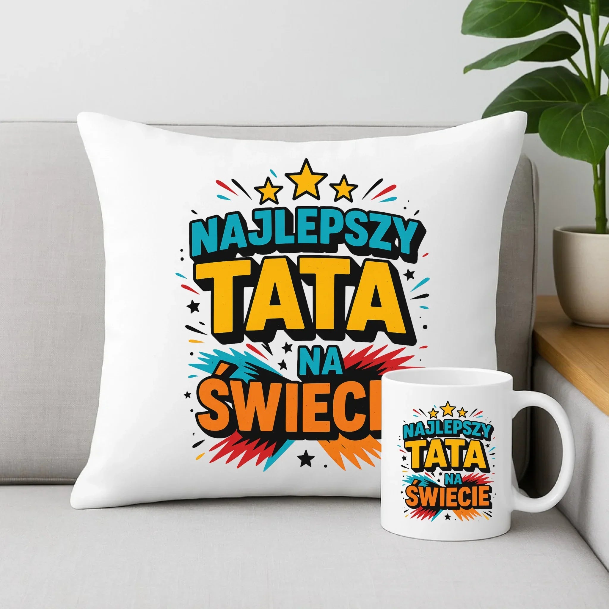 Najlepszy tata na świecie | Zestaw poduszka i kubek dla taty DT34 - StoryCups.pl