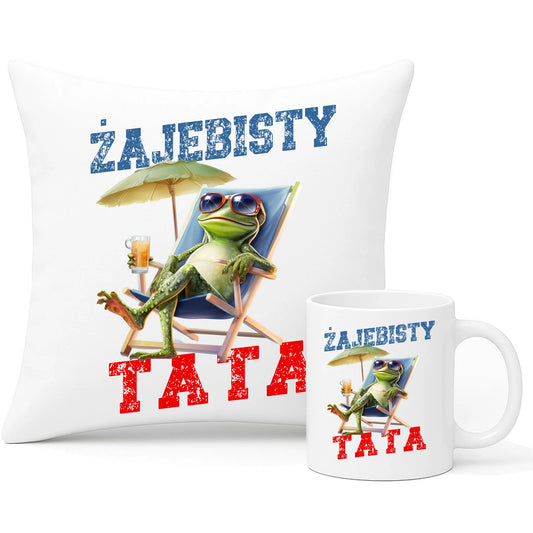 Wyjątkowy prezent dla taty zestaw poduszka i kubek