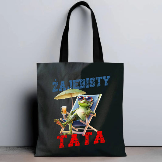 Personalizowana eco torba z nadrukiem dla taty - czarna - prezent dla taty, Dzień Ojca, Święta, Urodziny
