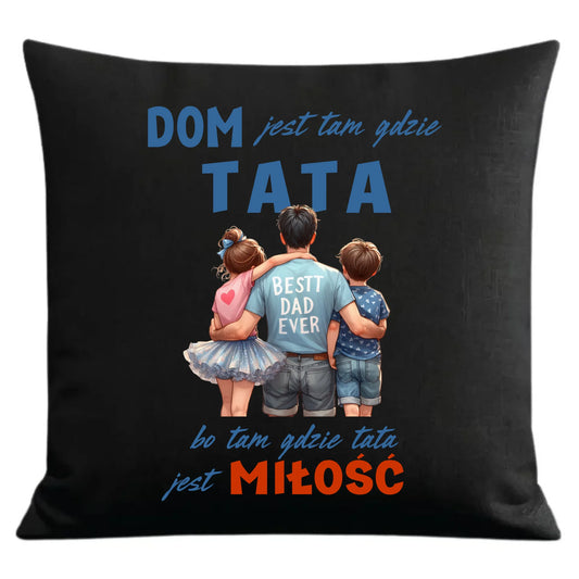 Prezent dla taty czarna poduszka dekoracyjna z nadrukiem