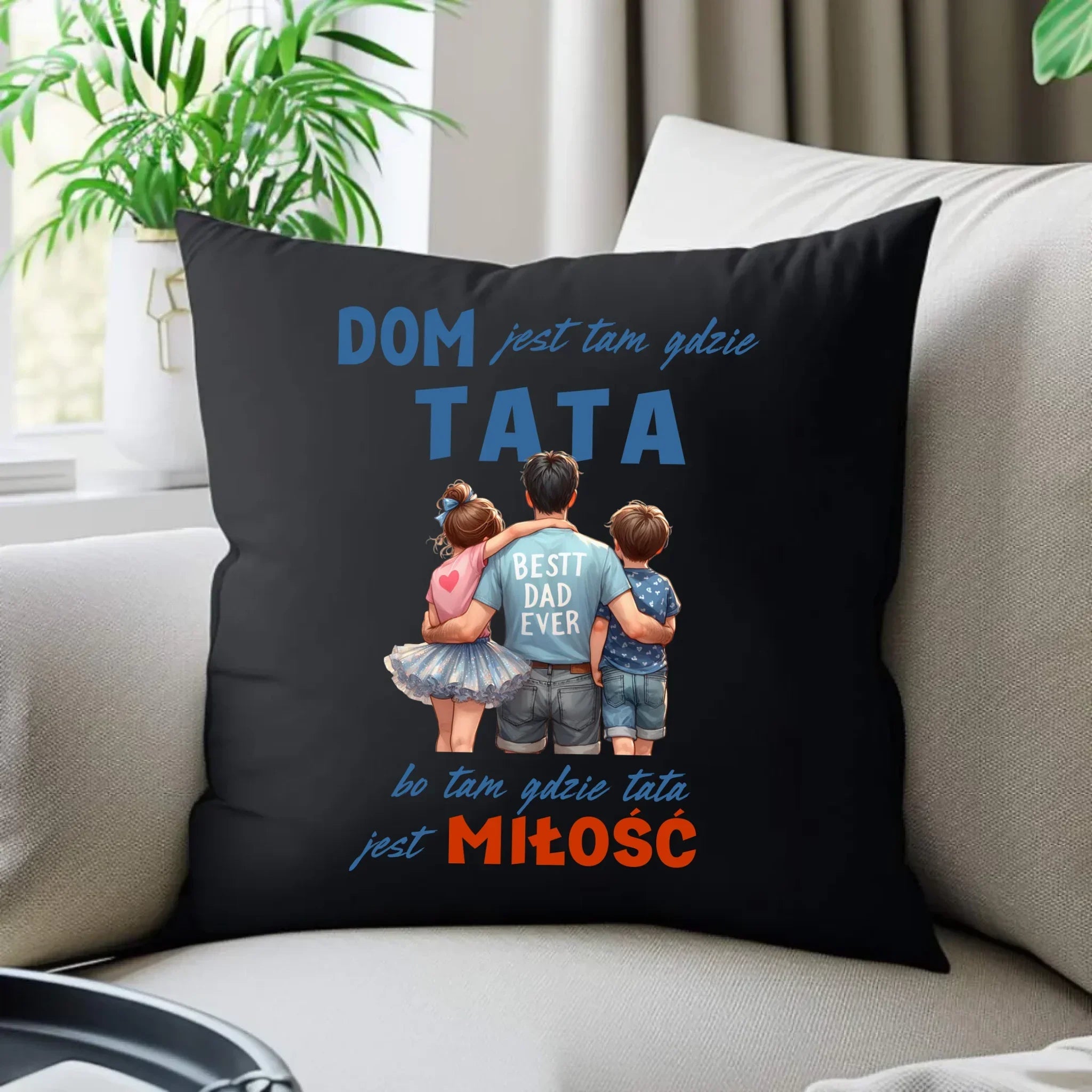 Dom jest tam gdzie tata | Poduszka dekoracyjna dla taty DT37 - StoryCups.pl