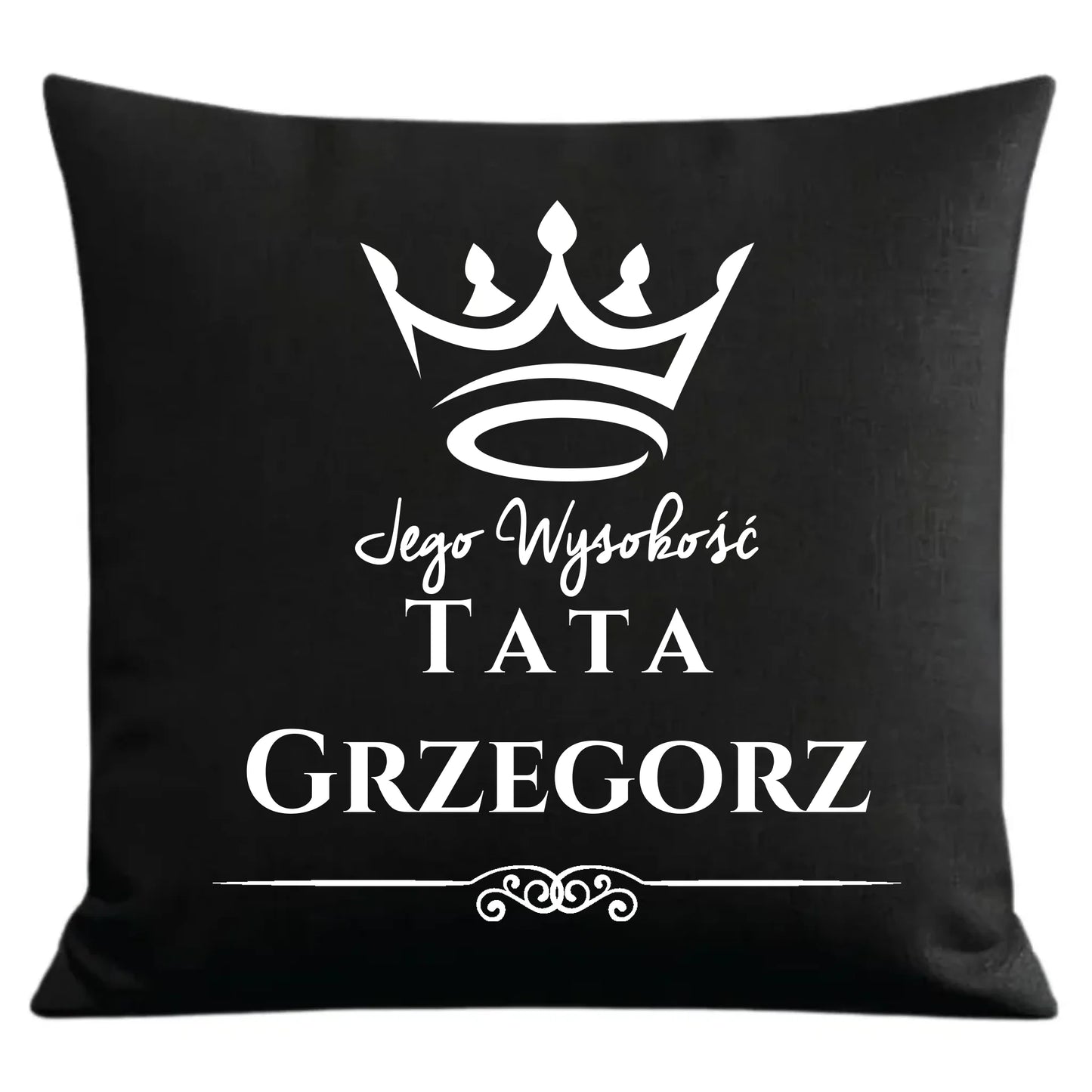 Prezent dla taty czarna poduszka dekoracyjna z nadrukiem