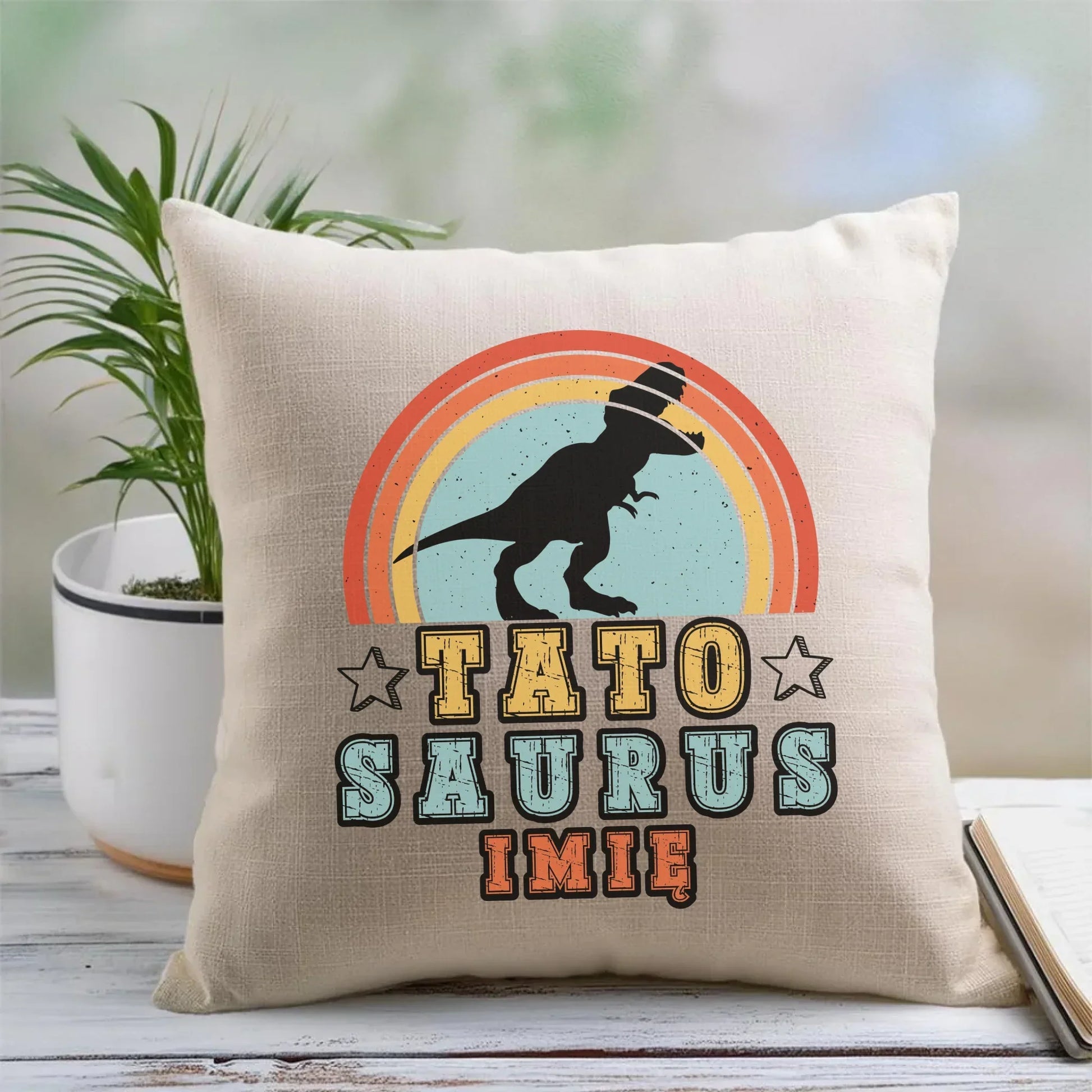 Tatosaurus + imię | Poduszka dla taty DT03 - StoryCups.pl