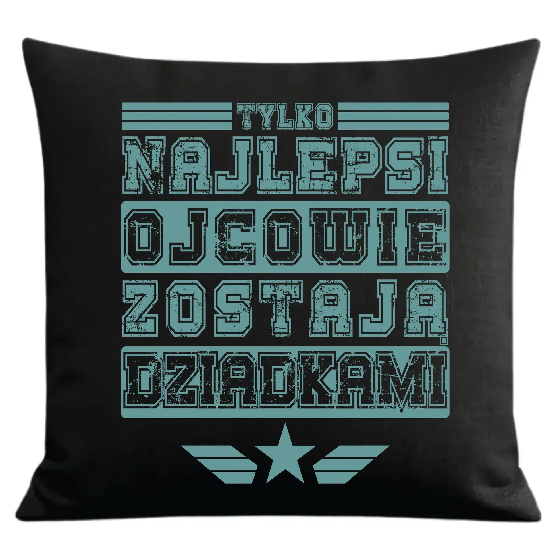 Prezent dla taty czarna poduszka dekoracyjna z nadrukiem