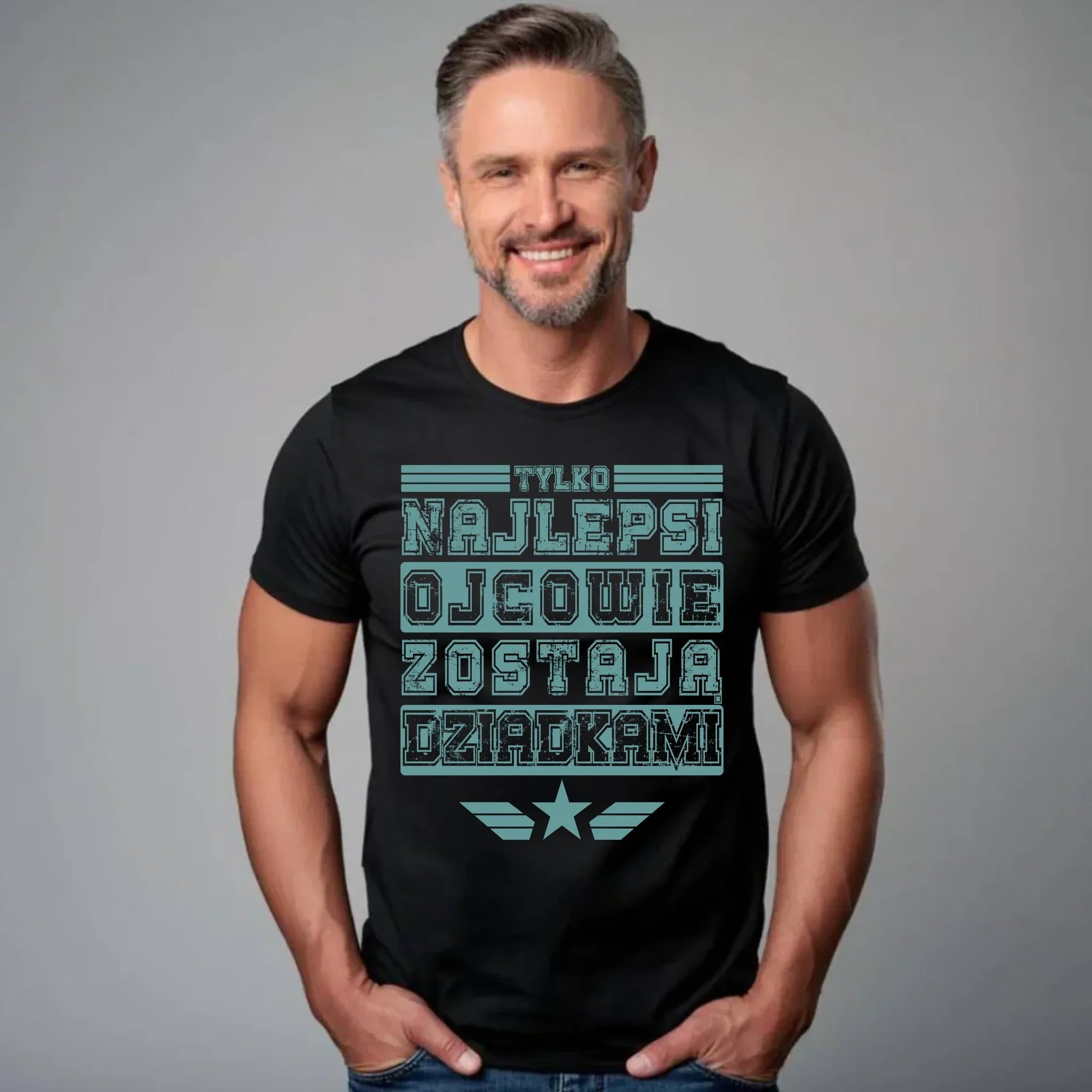 Tylko najlepsi ojcowie zostają dziadkami | Koszulka męska dla taty DT39 - StoryCups.pl