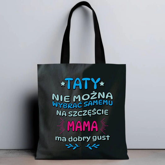 Personalizowana eco torba z nadrukiem dla taty - czarna - prezent dla taty, Dzień Ojca, Święta, Urodziny