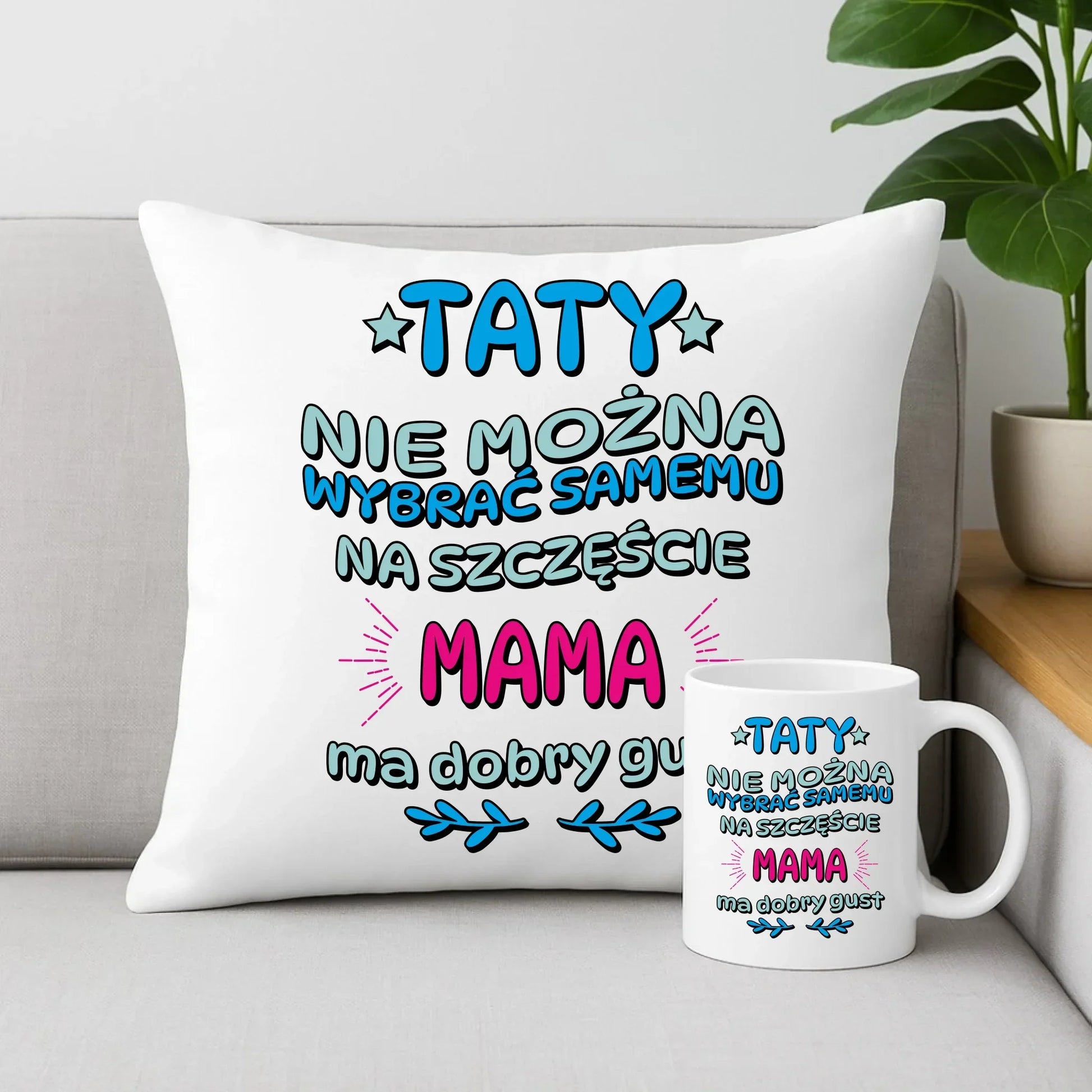 Taty nie można wybrać samemu | Zestaw poduszka i kubek dla taty DT40 - StoryCups.pl